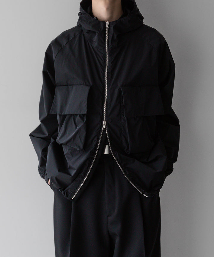 【stein】ssstein シュタインのNYLON TAFTA HOODED SHORT JACKETのBLACK　 公式通販サイトsession福岡セレクトショップ