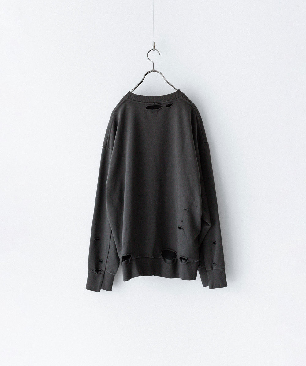 CODA コーダ FADED BLACK WASHED DESTROYED SWEATSHIRTのGREY WASH公式通販サイトsession福岡セレクトショップ