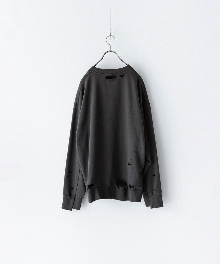 CODA コーダ FADED BLACK WASHED DESTROYED SWEATSHIRTのGREY WASH公式通販サイトsession福岡セレクトショップ