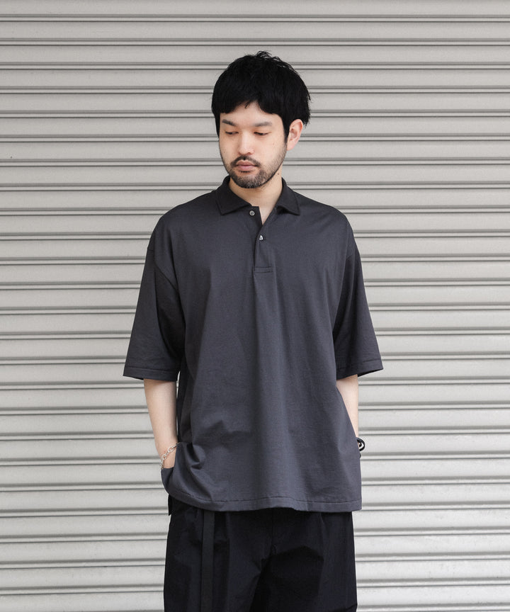 INTÉRIM インテリム HYPER BIG HIGH GAUGE SUVIN JERSEY POLO SHIRTのSMOKE BLACK 公式通販サイトsession福岡セレクトショップ