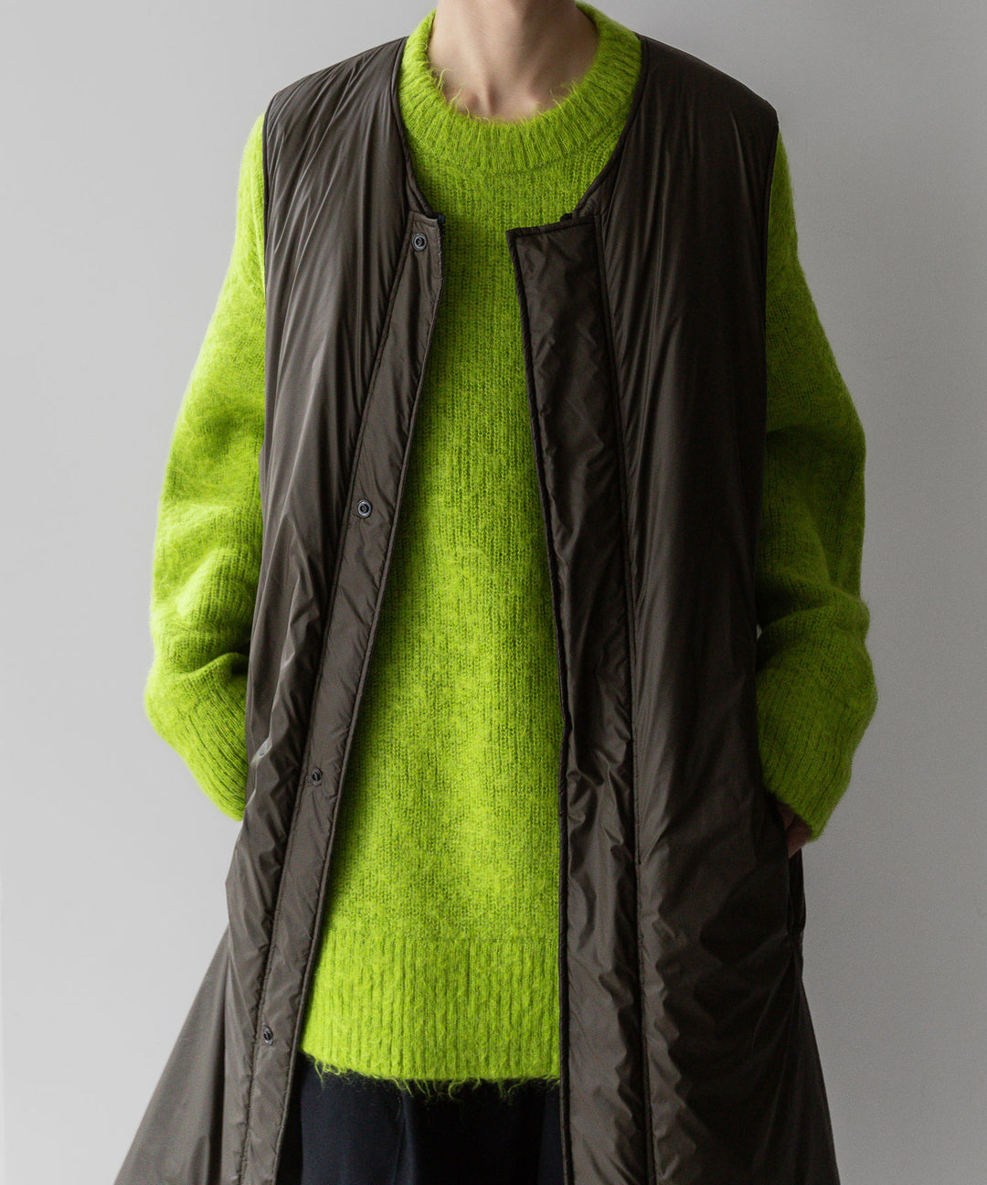 stein(シュタイン)の23AWコレクションKID MOHAIR KNIT LSのYELLOW GREEN