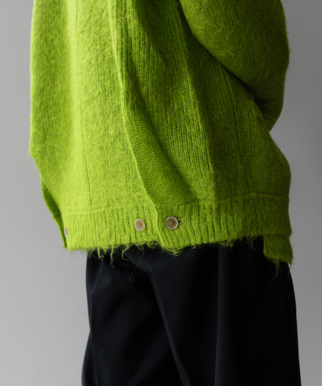 stein(シュタイン)の23AWコレクションKID MOHAIR KNIT CARDIGANのYELLOW GREEN