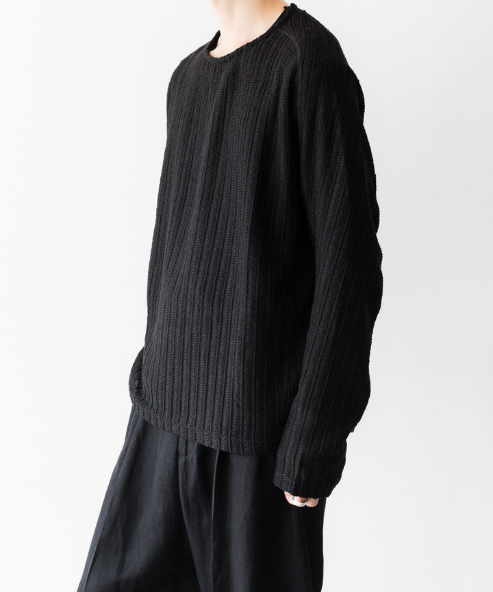 OPPOSE DUALITY-オポーズデュアリティのLONG SLEEVE T-SHIRT WAVEのBLACK公式通販サイトsession福岡セレクトショップ