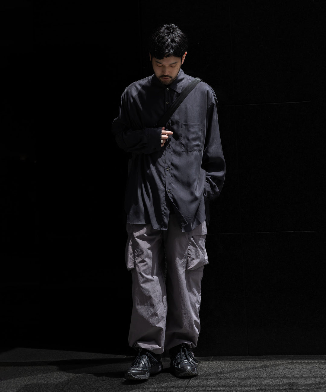 【stein】ssstein シュタインのOVERSIZED CUPRO LS SHIRTのCHARCOAL 公式通販サイトsessionセッション福岡セレクトショップ