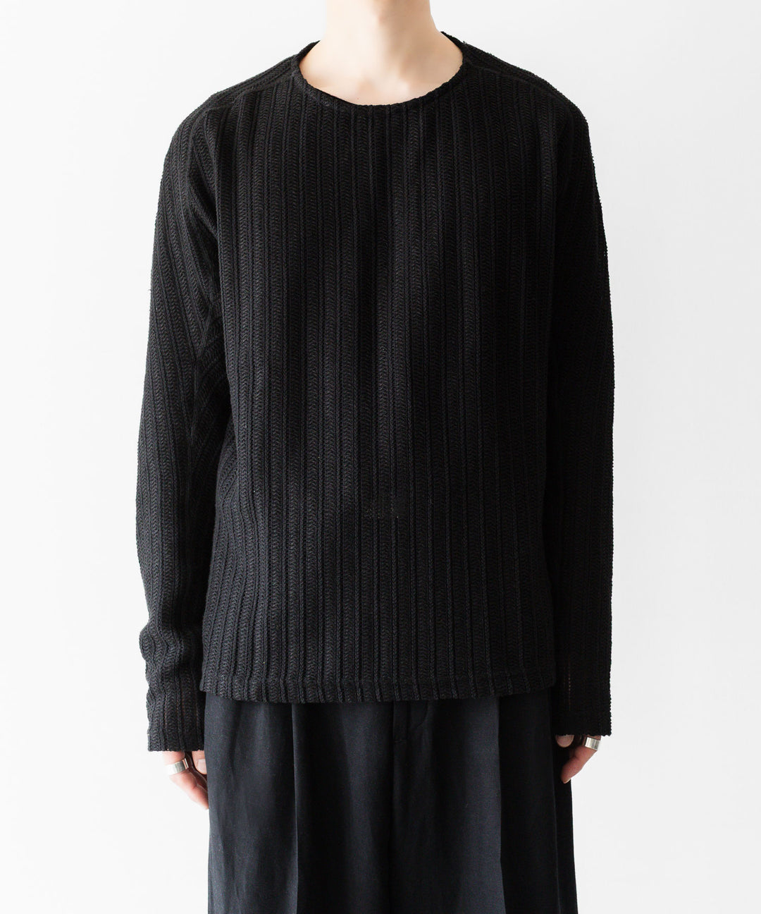 OPPOSE DUALITY-オポーズデュアリティのLONG SLEEVE T-SHIRT WAVEのBLACK公式通販サイトsession福岡セレクトショップ