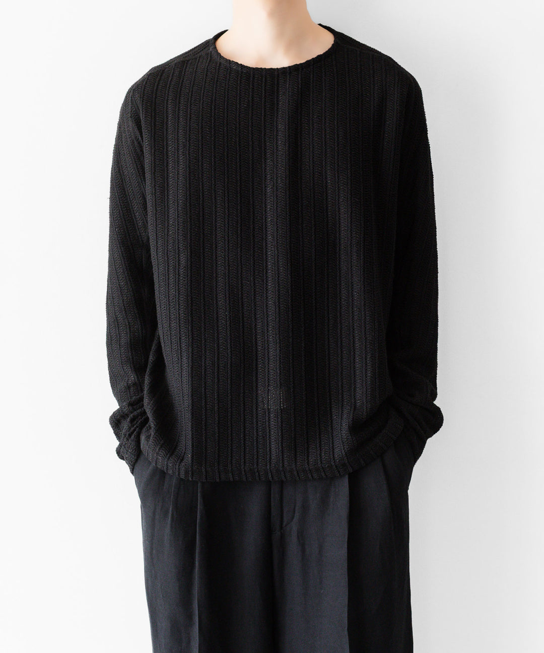 OPPOSE DUALITY-オポーズデュアリティのLONG SLEEVE T-SHIRT WAVEのBLACK公式通販サイトsession福岡セレクトショップ