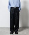 【ssstein】EASY WIDE TROUSERS (2/72梳毛フラノ) - BLACK