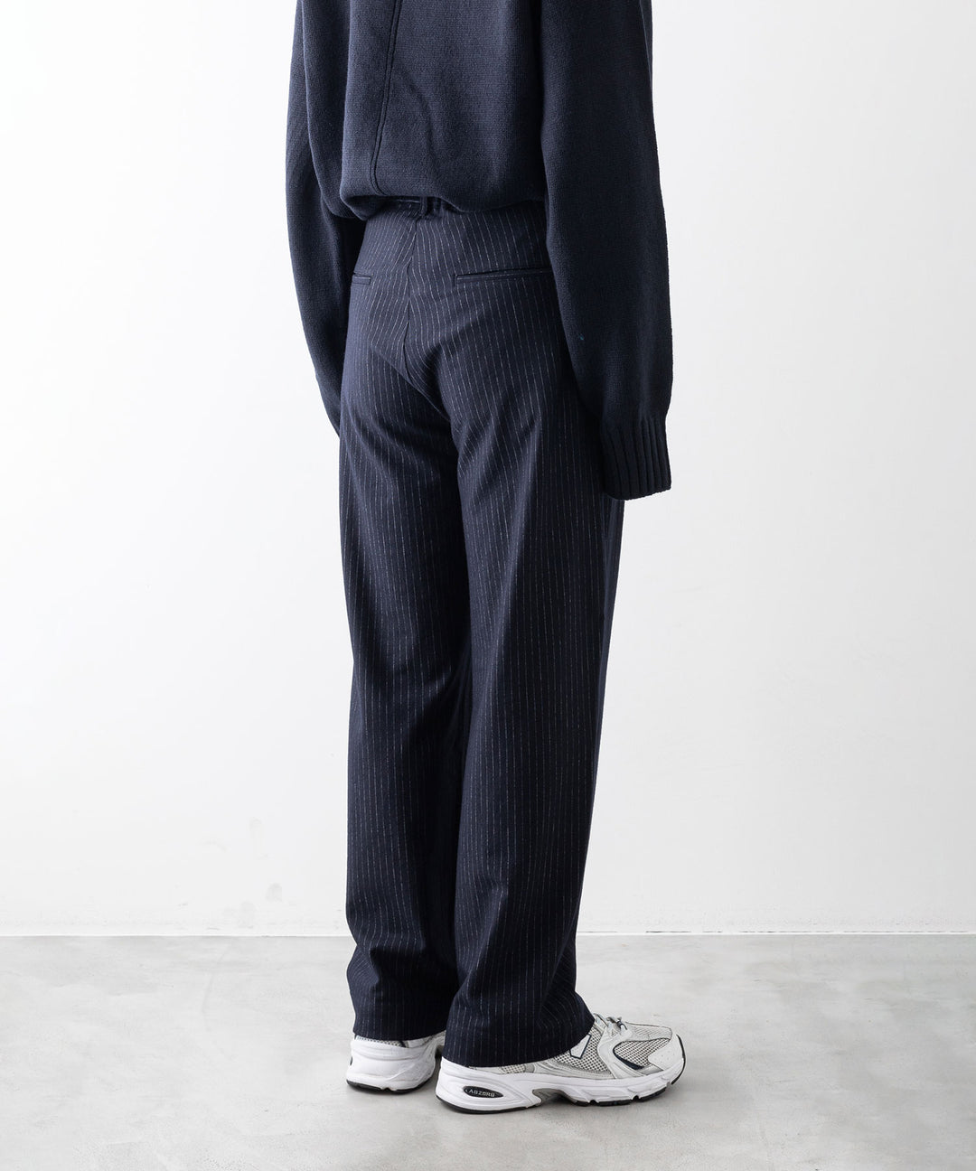 【KANEMASA PHIL.】HIGH GAUGE MILLED WOOL STRIPE EASY SLACKS - NAVY SP カネマサフィル sessionセッション福岡セレクトショップ 公式通販サイト
