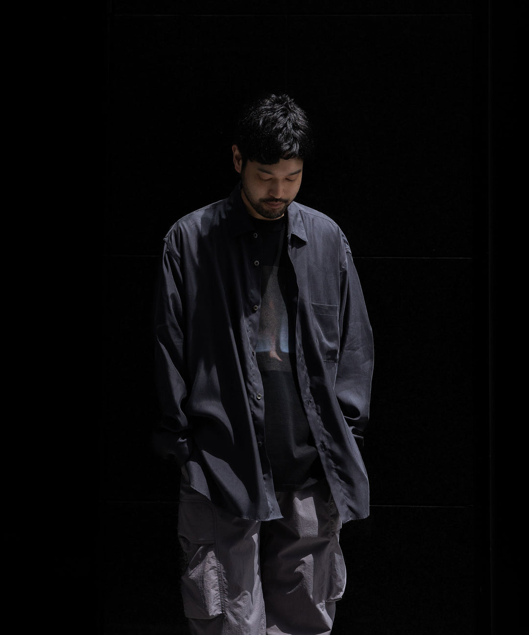 【stein】ssstein シュタインのOVERSIZED CUPRO LS SHIRTのCHARCOAL 公式通販サイトsessionセッション福岡セレクトショップ