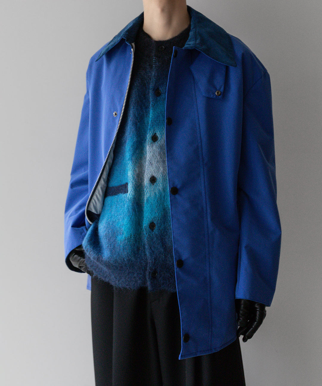 【stein】GRADATION MOHAIR KNIT CARDIGAN - BLUE BLACK GRADATION