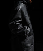画像をギャラリービューアに読み込む, 【ANTHEM A】LAMB LEATHER TROMPE L&#39;OEIL SHORT COAT - BLACK
