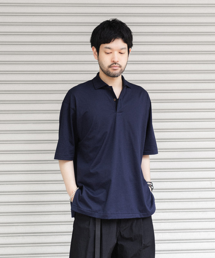 INTÉRIM(インテリム)の HYPER BIG HIGH GAUGE SUVIN JERSEY POLO SHIRT - ROYAL D.PURPLEの公式通販サイトsession福岡セレクトショップ