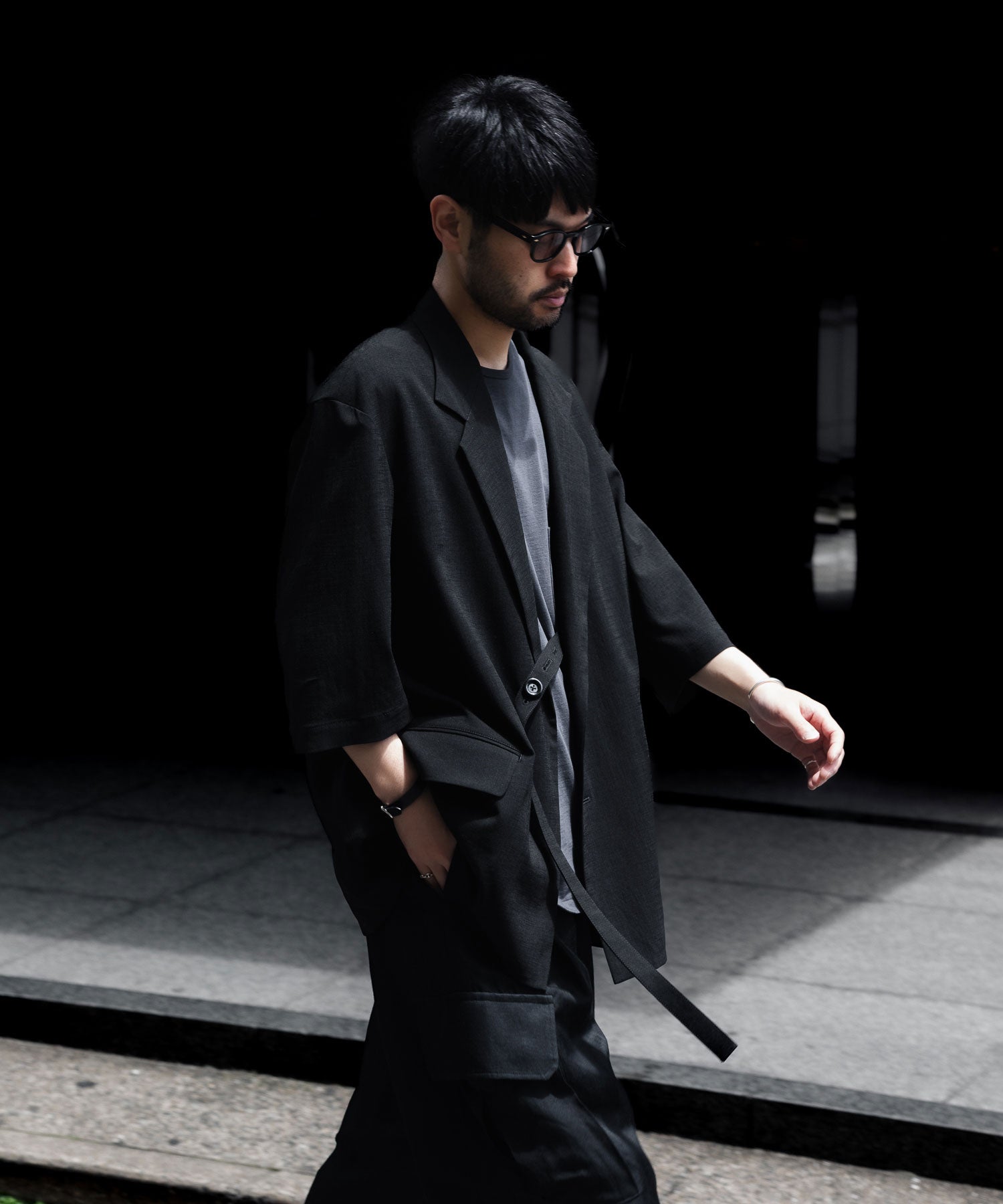 【UJOH(ウジョー)】2BS Belt Half Sleeve JKT(2) UJOH】2BS BELT HALF SLEEVE JKT - BLACK | 公式通販サイト session