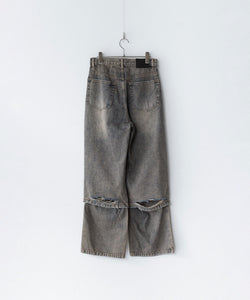 CODA / コーダ】GREY ACID WASH EXTENDED CUT LUFT JEANS - GREY ACID