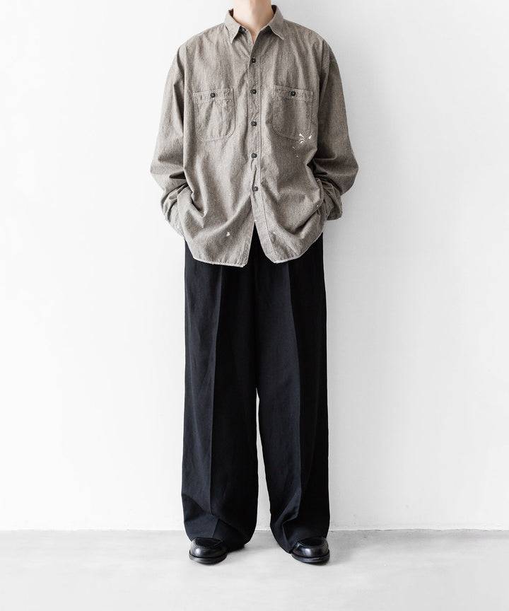 INTÉRIM - インテリムのMILK PAINT VINTAGE WASH BLACK SHUTTLE CHAMBRAY HYPER BIG US NAVY WORK SHIRT TYPE2のGRAY公式通販サイトsession福岡セレクトショップ