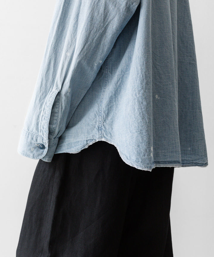 INTÉRIM - インテリムのSPOT BLEACH VINTAGE WASH BLUE SHUTTLE CHAMBRAY HYPER BIG US NAVY WORK SHIRT TYPE2のBLUEの公式通販サイトsession福岡セレクトショップ