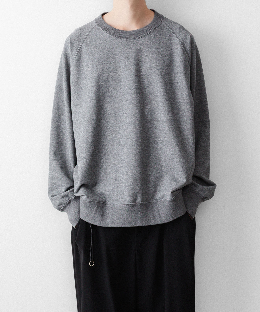 【KANEMASA PHIL.】36G RAGLAN HEATHER PULLOVER - CHARCOAL DYE