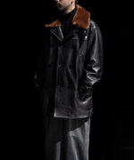 画像をギャラリービューアに読み込む, 【ANTHEM A】LAMB LEATHER TROMPE L&#39;OEIL SHORT COAT - BLACK
