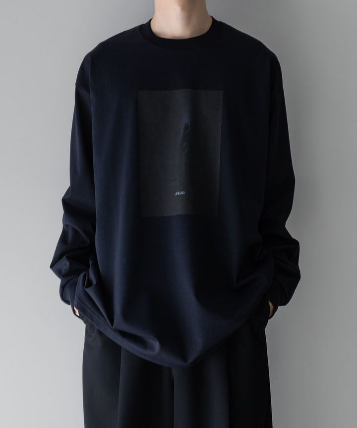 【stein】OVERSIZED LONG SLEEVE TEE [ LINEAR ] - DARK NAVY