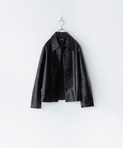 CODA / コーダ】BLACK SYNTHETIC LEATHER CUT OUT TIERED JACKET