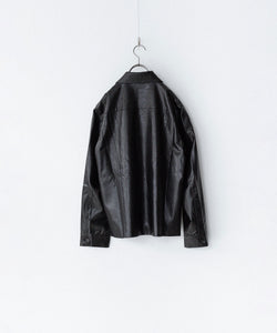 CODA / コーダ】BLACK SYNTHETIC LEATHER CUT OUT TIERED JACKET