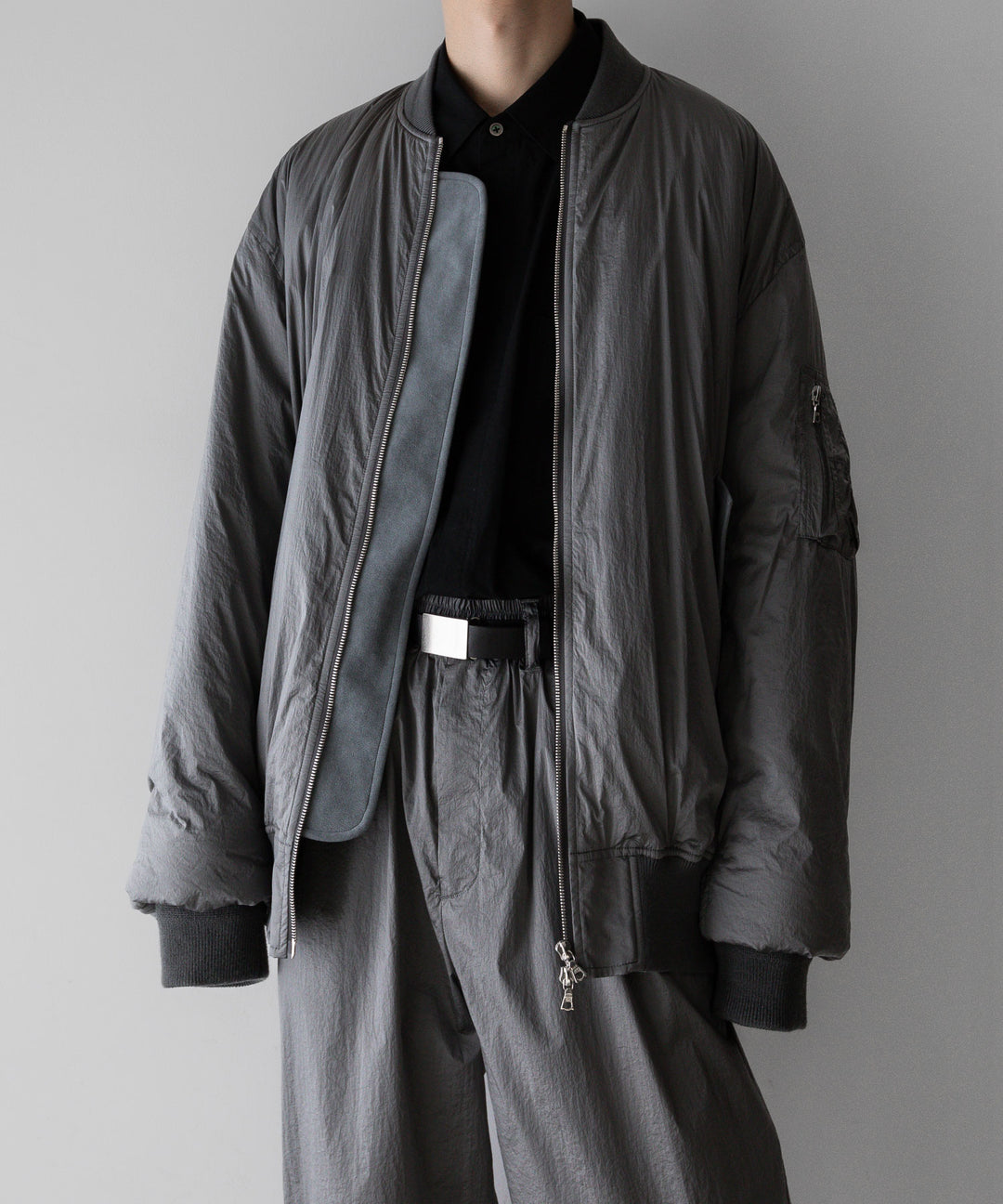 【stein】OVERSIZED FLIGHT JACKET - SILVER