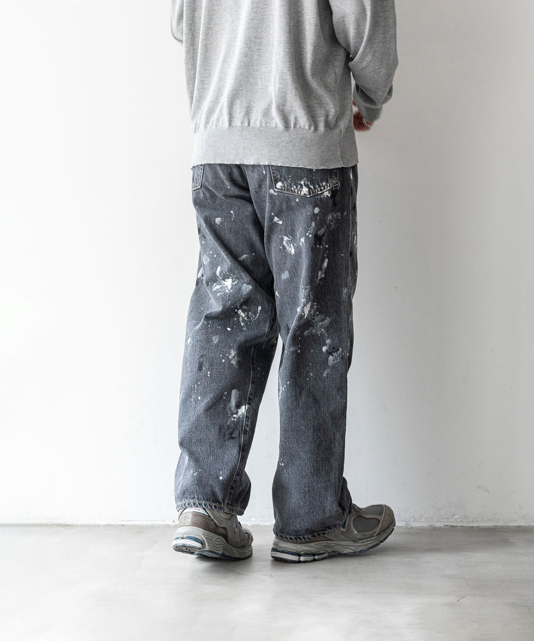 【INTÉRIM】MILK PAINT 40’S MIL BAGGY ZIPPED USED SHUTTLE DENIM TROUSERS - P.U.BLACK