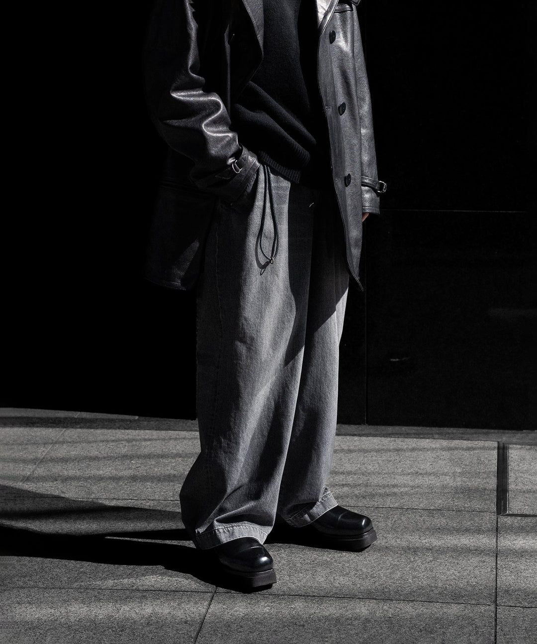 ANTHEM A アンセムエーのWASHED DENIM NO-BRAINER PANTSのBLACK 公式通販サイトsession福岡セレクトショップ