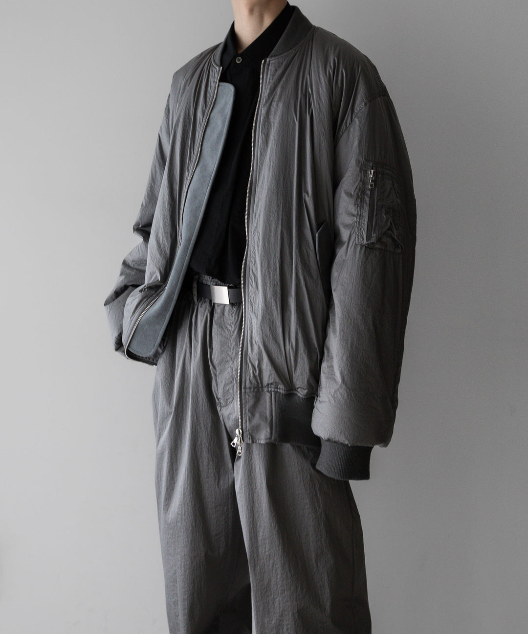 【stein】OVERSIZED FLIGHT JACKET - SILVER