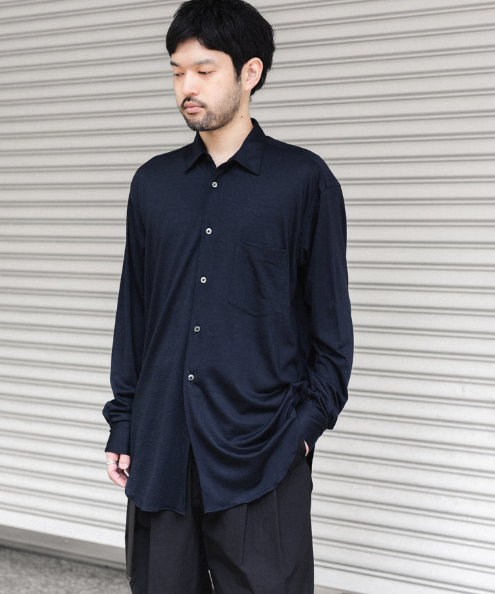INTÉRIM インテリムのEXTRA FINE MERINO WOOL JERSEY L/S REGULAR COLLAR SHIRTのD.NAVY公式通販サイトsession福岡セレクトショップ