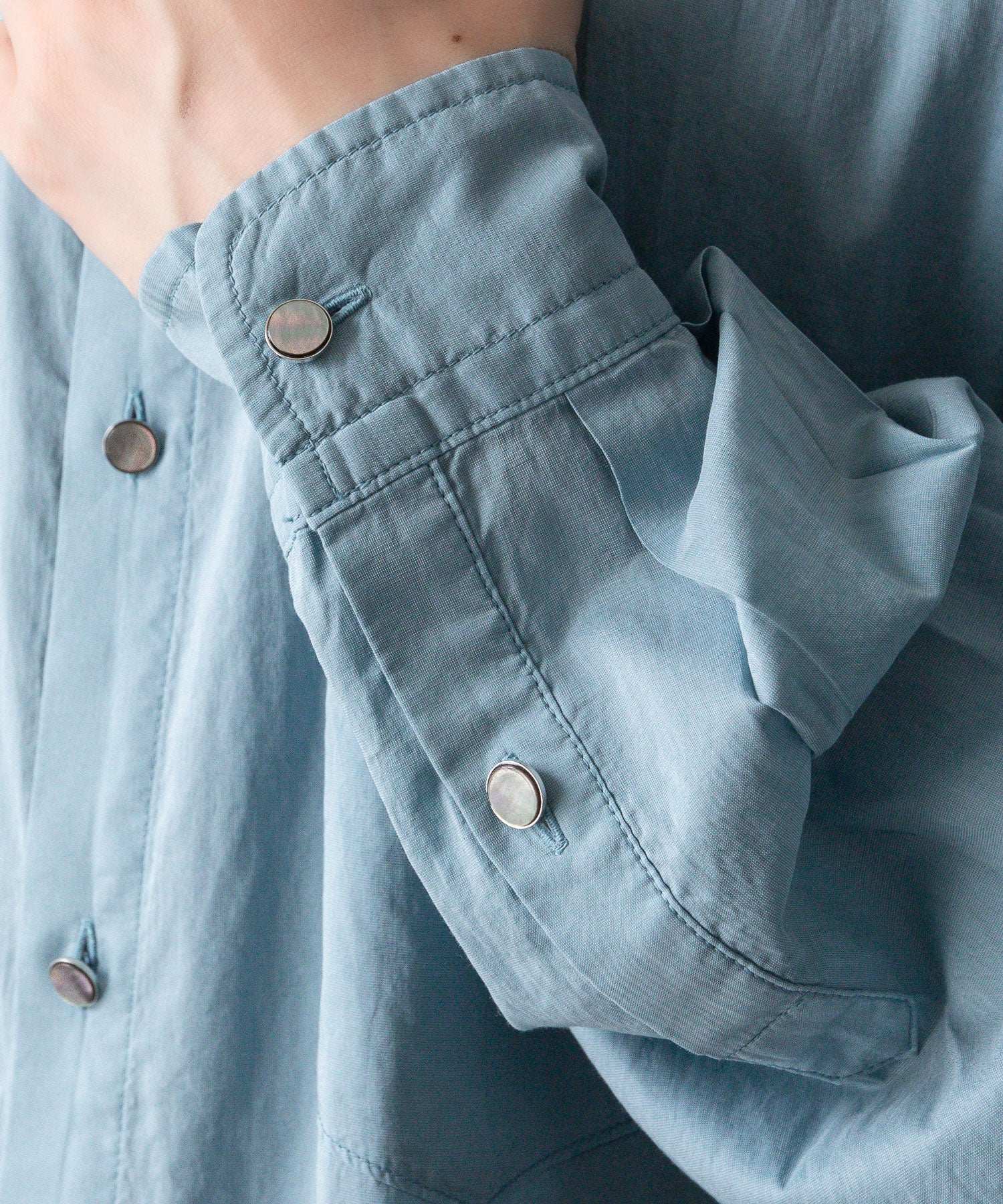 Fujimoto フジモトのWASHED OVER COTTON & SILK SHIRT - DUST BLUEの公式通販サイトsession福岡セレクトショップ