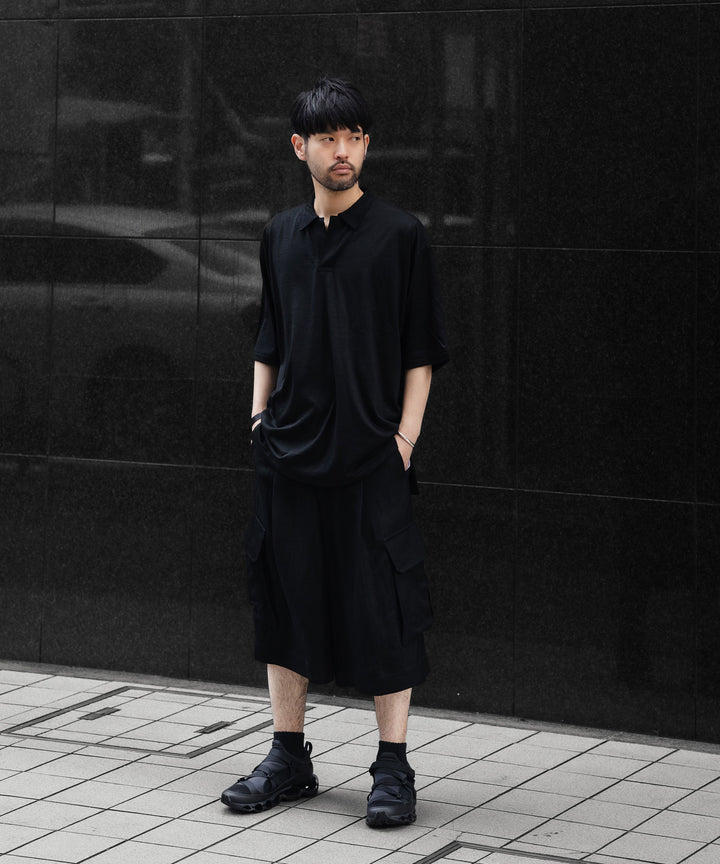 INTÉRIM - インテリムのEXTRA FINE MERINO WOOL JERSEY HYPER BIG SKIPPER SHIRTのBLACK公式通販サイトsession福岡セレクトショップ