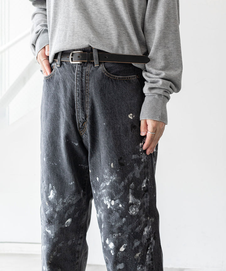 【INTÉRIM】MILK PAINT 40’S MIL BAGGY ZIPPED USED SHUTTLE DENIM TROUSERS - P.U.BLACK