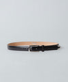 【INTÉRIM】DEADSTOCK SHINY CHROME ITALY CALF LEATHER DRESS BELT (25mm) - BLACK