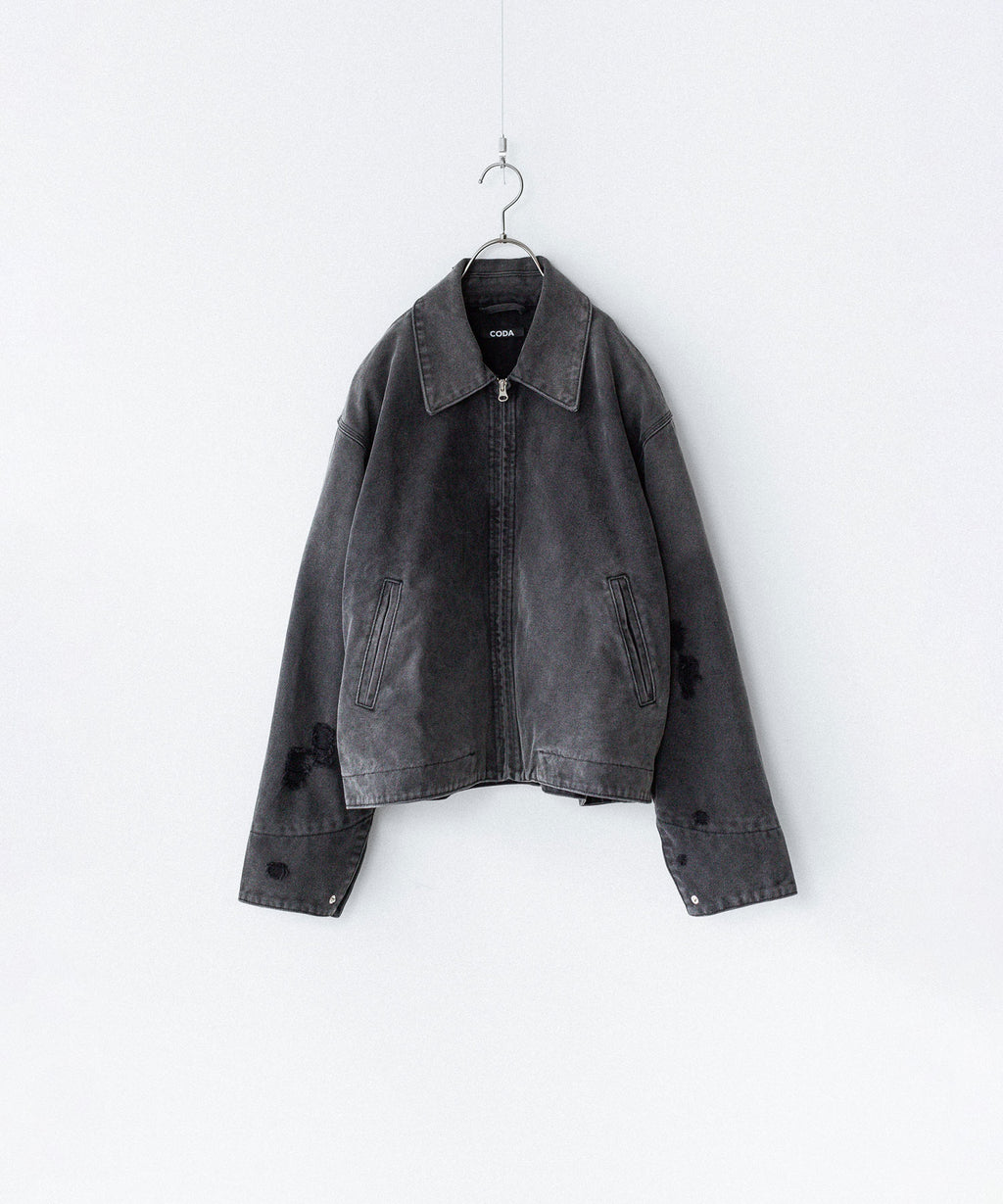 CODA コーダ FADED BLACK DAMAGED CANVAS CREW JACKETのBLACK 公式通販サイトsession福岡セレクトショップ