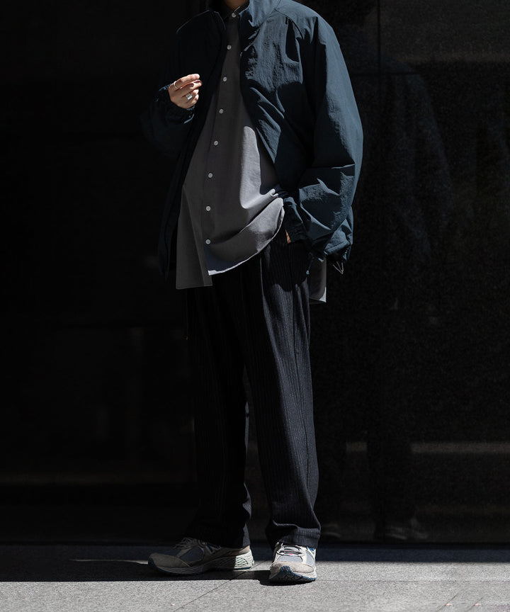 【KANEMASA PHIL.】HIGH GAUGE MILLED WOOL STRIPE EASY SLACKS - BLACK SP カネマサフィル sessionセッション福岡セレクトショップ 公式通販サイト