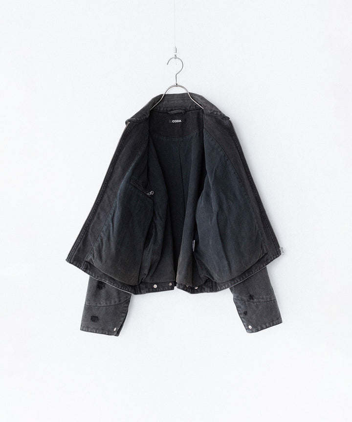 CODA コーダ FADED BLACK DAMAGED CANVAS CREW JACKETのBLACK 公式通販サイトsession福岡セレクトショップ