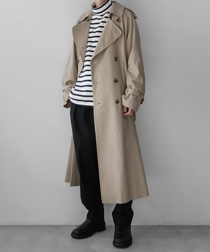 【INTÉRIM】インテリムのHYPER BIG SUVIN GIZA BASQUE HIGH NECK BORDER SHIRT - WHITE × NAVY sessionセッション福岡セレクトショップ 公式通販サイト