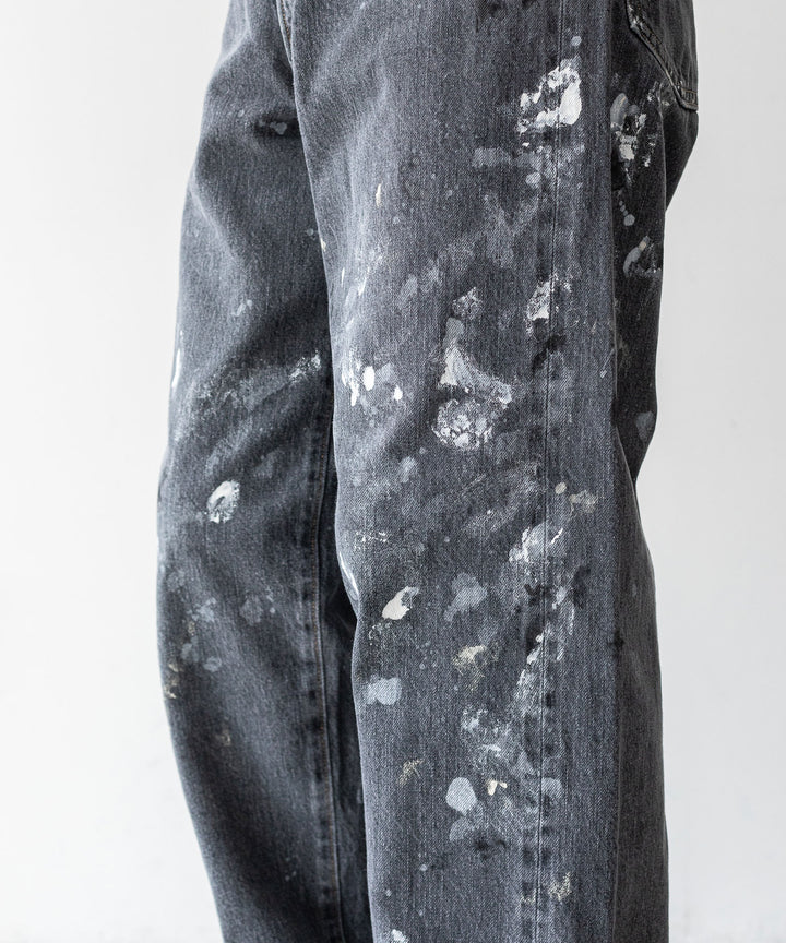 【INTÉRIM】MILK PAINT 40’S MIL BAGGY ZIPPED USED SHUTTLE DENIM TROUSERS - P.U.BLACK