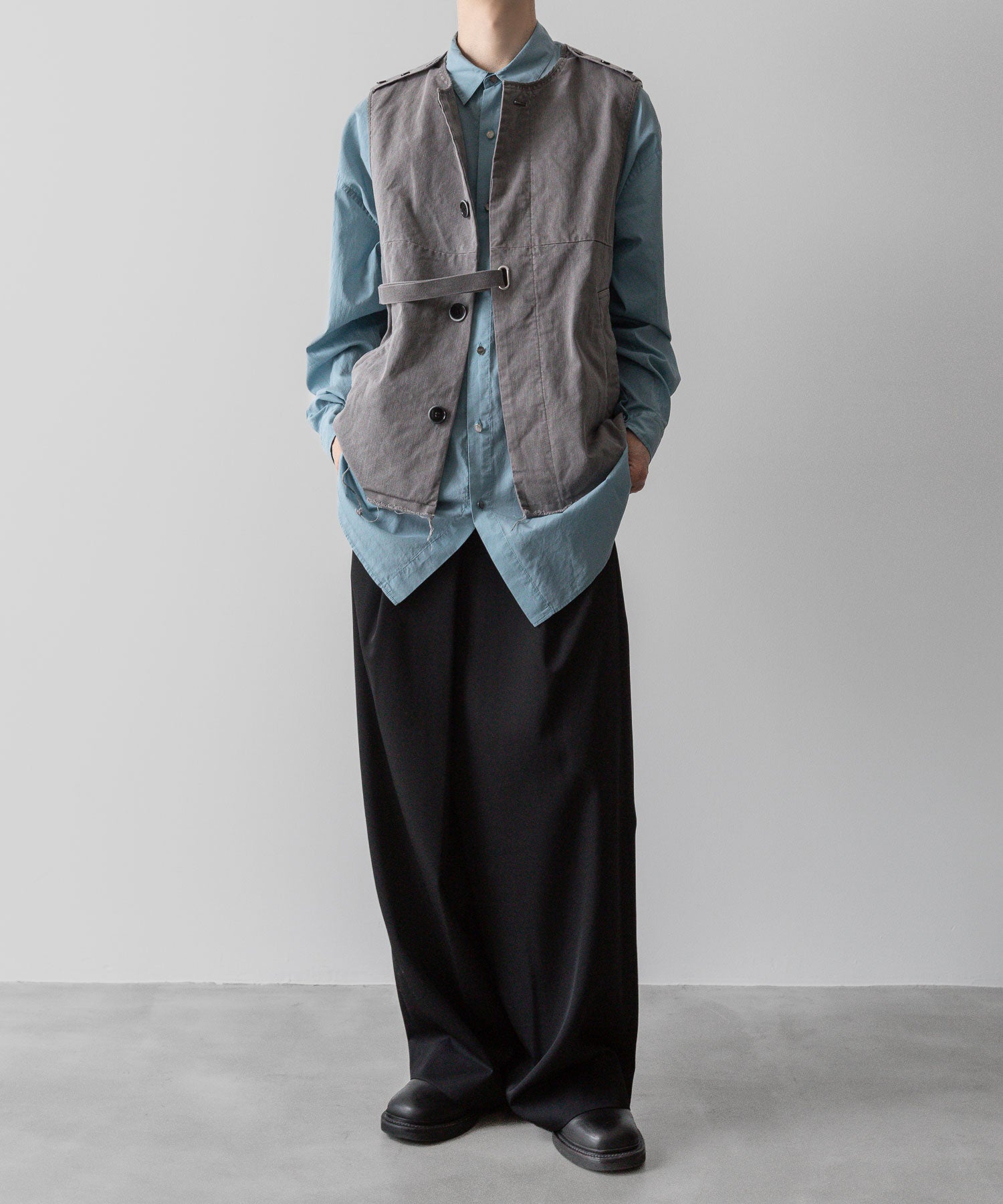 Fujimoto フジモトのWASHED OVER COTTON & SILK SHIRT - DUST BLUEの公式通販サイトsession福岡セレクトショップ