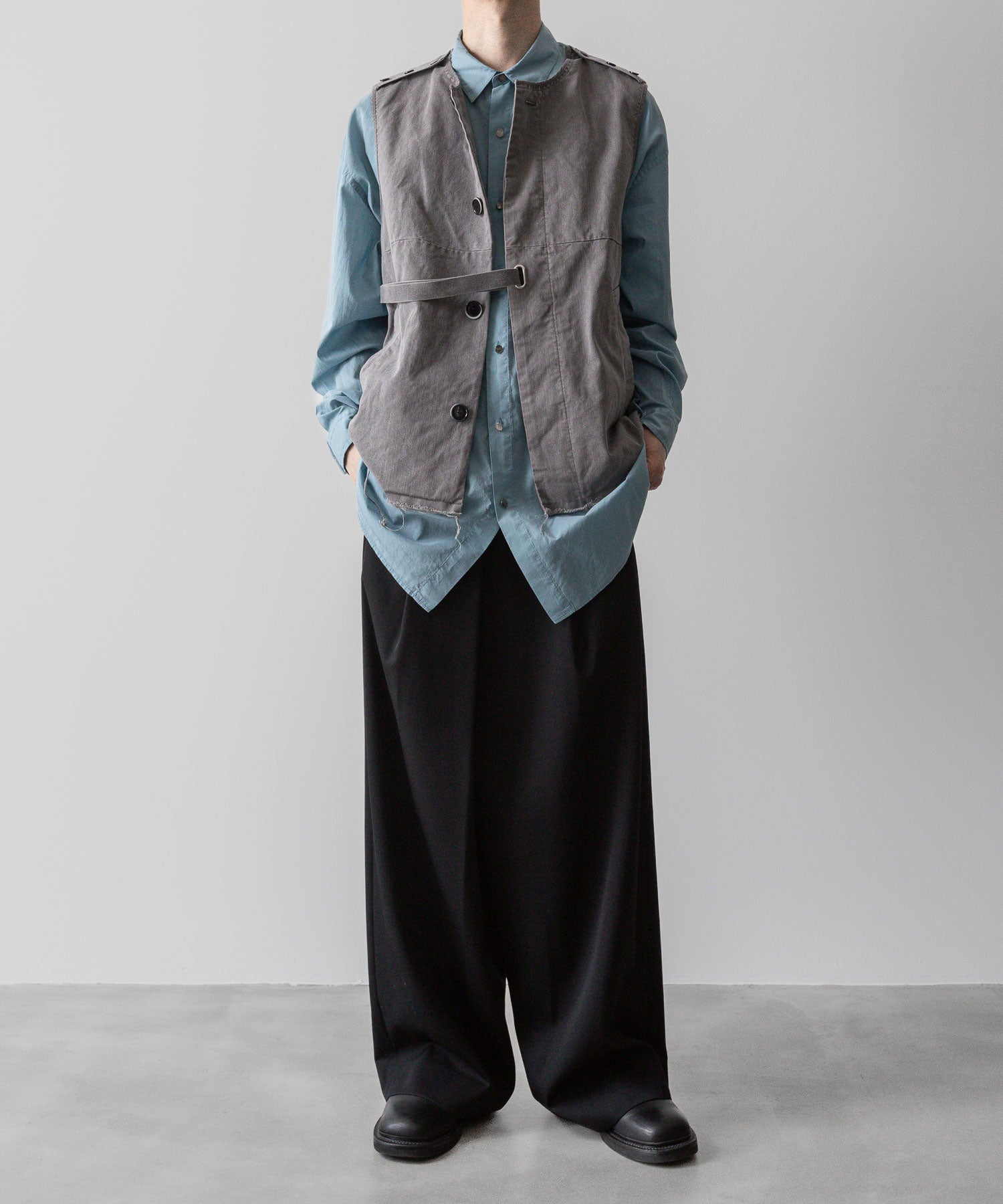 Fujimoto フジモトのWASHED OVER COTTON & SILK SHIRT - DUST BLUEの公式通販サイトsession福岡セレクトショップ