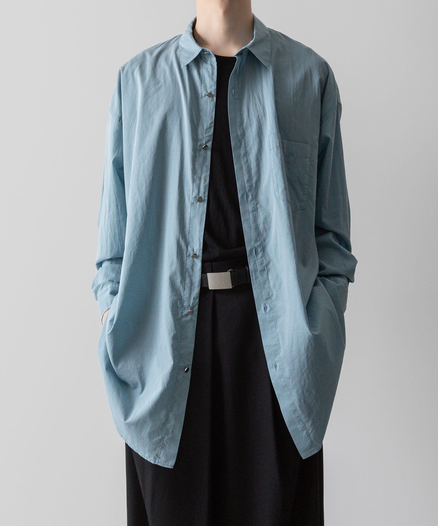 Fujimoto フジモトのWASHED OVER COTTON & SILK SHIRT - DUST BLUEの公式通販サイトsession福岡セレクトショップ