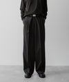 【ssstein】LONG WIDE TROUSERS (2/90 WOOL GABARDINE) - DARK CHARCOAL