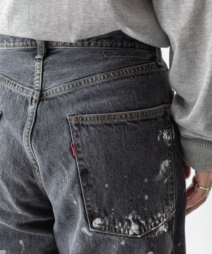 【INTÉRIM】MILK PAINT 40’S MIL BAGGY ZIPPED USED SHUTTLE DENIM TROUSERS - P.U.BLACK