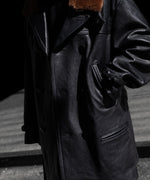 画像をギャラリービューアに読み込む, 【ANTHEM A】LAMB LEATHER TROMPE L&#39;OEIL SHORT COAT - BLACK
