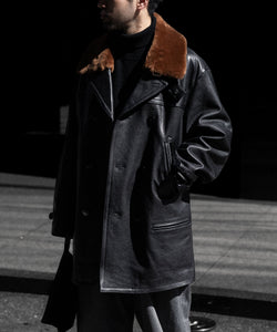 ANTHEM A / アンセムエー】LAMB LEATHER TROMPE L'OEIL SHORT COAT