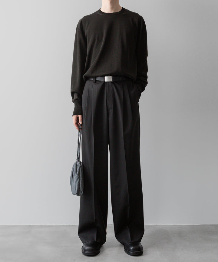 ssstein(シュタイン)の24AWコレクション LONG WIDE TROUSERS (2/90 WOOL GABARDINE) - DARK CHARCOAL 公式通販サイトsession福岡セレクトショップ