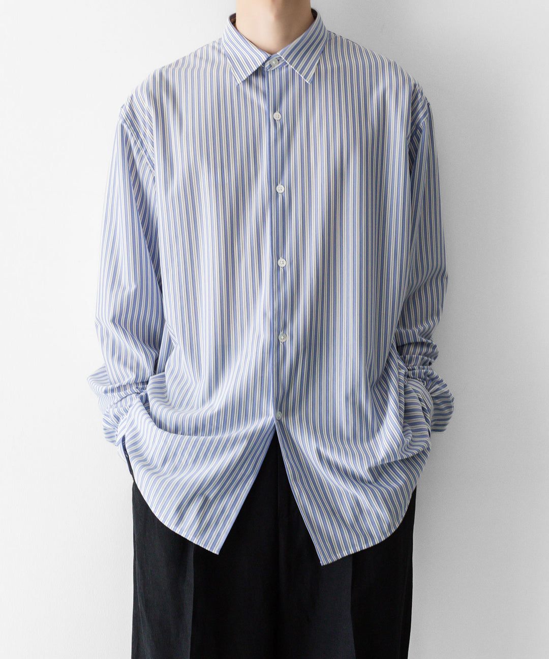 KANEMASA PHIL. カネマサフィルの46G STRIPE MODEST SHIRTのSAX BLACK公式通販session福岡セレクトショップ
