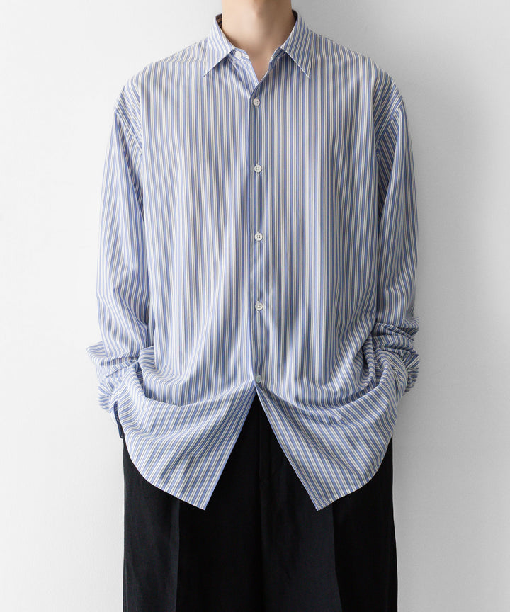 KANEMASA PHIL. カネマサフィルの46G STRIPE MODEST SHIRTのSAX BLACK公式通販session福岡セレクトショップ