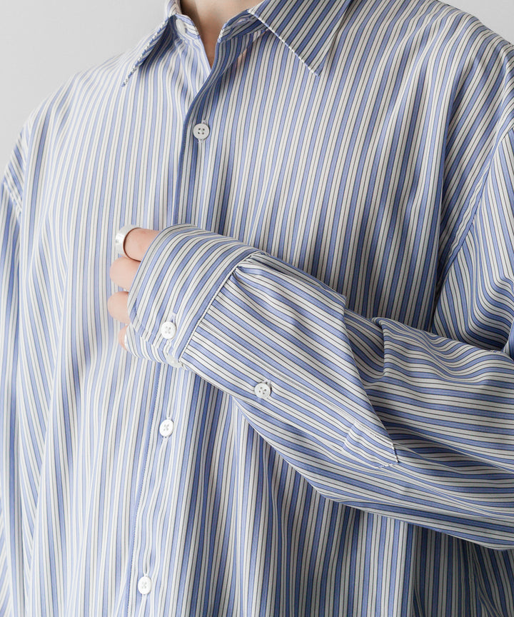 KANEMASA PHIL. カネマサフィルの46G STRIPE MODEST SHIRTのSAX BLACK公式通販session福岡セレクトショップ